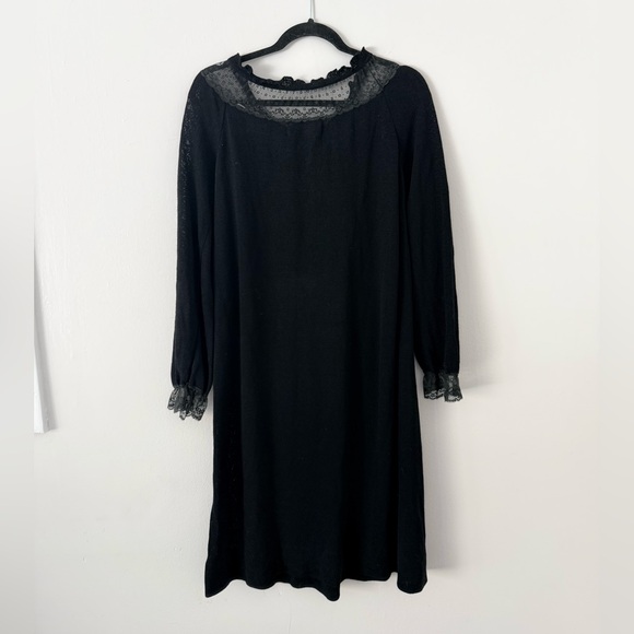 Vintage Francesca For Damon Made in Italy Black Lace Long Sleeve Dress Womens 8 - Picture 6 of 10